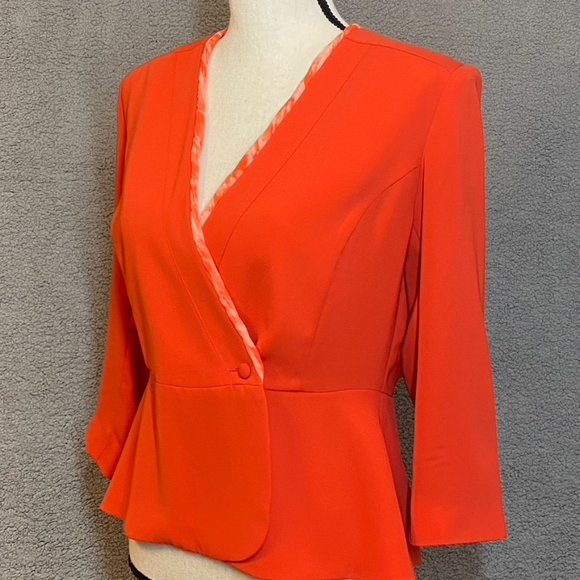 CAbi Jane Jacket Wrap Blazer Grenadine Chiffon Crossover Coat - Size 4 NEW - Picture 2 of 12